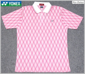 定価￥13,200 新品タグ付 即決 YONEX GOLF ヨネックス ゴルフ チェック柄 ベリークール 吸汗速乾 半袖ポロシャツ ピンク L 日本製 メンズ