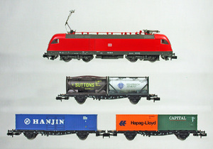 MINITRIX #11124 ＤＢ-ＡＧ（ドイツ鉄道）ＢＲ１８２電気機関車のコンテナ貨物列車セット（ＤＣＣ仕様）難有り