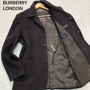 【極美品・L】高級カシミヤ×アンゴラ BURBERRY LONDON コート ブラウン メンズ秋冬 ビジネス 式 バーバリーロンドン アウター ジャケット