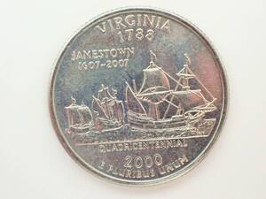 The 50 State Quarters(アメリカ合衆国50州25セント硬貨 2000年発行)　バージニア州(1788年設立)/Ｋ1103-2