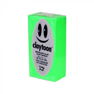 MODELING CLAY(モデリングクレイ)　claytoon(クレイトーン)　カラー油粘土　ネオングリーン　1/4bar(1/4Pound)　6個セット /a