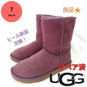 良品UGGaustralia【アグ】ムートンブーツ クラシックショート 紫