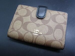 ■美品■ COACH コーチ シグネチャー レザー 二つ折り 財布 ウォレット 札入れ 小銭入れ ブラウン系 DG7869