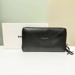 504 BALENCIAGA バレンシアガ ペーパー コンチネンタル ジップアラウンド 長財布（小銭入れあり） レザー ユニセックス ブラック 箱付き