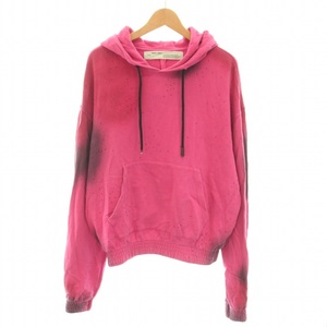 オフホワイト OFF WHITE スプレーフーディーフクシア Spray Hoodie Fuchsia プルオーバーパーカー 長袖 ラインストーン M ピンク メンズ