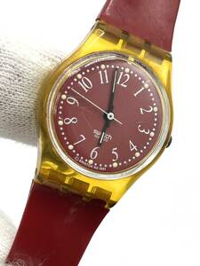 【電池切れ】Swatch　スウォッチ　レディース　クォーツ腕時計　S218　赤文字盤　ケース2.3