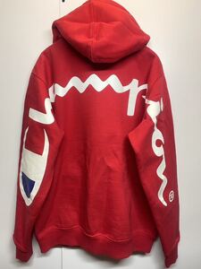 【S】Supreme Champion Back Spell Out Hoodie RED シュプリーム チャンピオン バック スペル アウト フーディー スエット パーカー F266