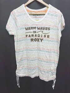 ◇ Θ　Φ ROXY ロキシー ボーダー柄 半袖 Tシャツ カットソー サイズL マルチ レディース P