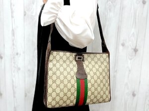 極美品 GUCCI グッチ オールドグッチ ヴィンテージ GGスプリーム シェリーライン ショルダーバッグ バッグ レザー 茶系 78092