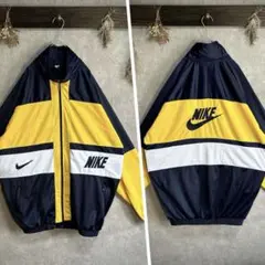 【ビッグサイズ】NIKE トラックジャケット 紺×黄色×白 バックロゴ刺繍