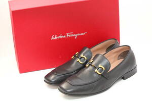 【美品】サルヴァトーレフェラガモ SalvatoreFerragamo ビット ローファー ブラック 黒 7 1/2 EE ビジネスシューズ メンズ