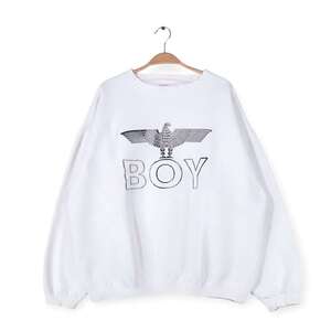 【送料無料】ボーイロンドン ロゴ刺繍 スウェット ビッグロゴ ホワイト トレーナー BOY LONDON メンズXL相当 古着 @CF0854