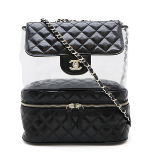 CHANEL シャネル マトラッセ ココマーク チェーンショルダー ショルダーバッグ レザー ビニール ブラック シルバー金具 A57826