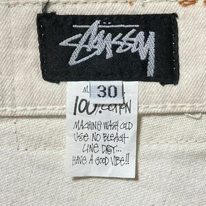 一点モノ★未使用・デッドストック★90s USA製 OLD STUSSY 旧タグ ビンテージ デニムハーフパンツ フラッシャー付 オールドステューシー