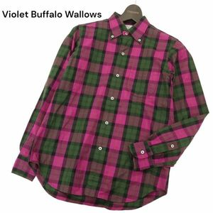 Violet Buffalo Wallows ドレステリア 通年 胸ポケット★ 長袖 ボタンダウン チェック シャツ Sz.XXS　メンズ 日本製　C4T03068_4#C