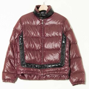 【1円スタート】MONCLER モンクレール ダウンジャケット ブルゾン アウター スタンドカラー ナイロン 防寒 カジュアル ワイン×黒 メンズ