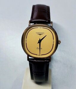 稼働品 ロンジン メンズ腕時計 ゴールド文字盤 新品電池 LONGINES