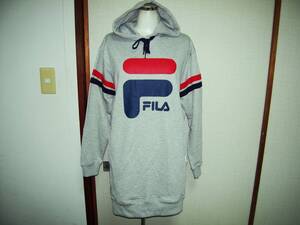 FILA フィラ 新品 未使用 スウェット パーカー 定番 ミディアムグレー ロング サイズ スリットポケット M バスト79-87 身長154-162