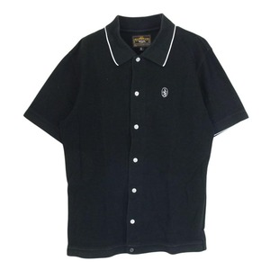 WTAPS ダブルタップス 101ATDT-CSM11 SHIRT BUTTON CTN ロゴ 鹿の子 半袖 ポロシャツ シャツ ブラック系 M【中古】