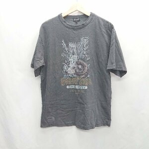 ◇ Schott ショット クルーネック カジュアル ロゴ プリント 半袖 Tシャツ サイズM チャコールグレー メンズ E