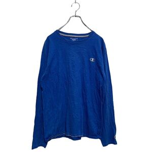 Champion 長袖 ロゴ Tシャツ M ブルー チャンピオン 無地 ロンT ロングTシャツ シンプル 古着卸 アメリカ仕入 a602-5739