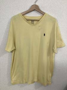 POLO RALPHLAUREN ラルフローレン　VネックTシャツ　半袖Tシャツ イエロー　セレクト　ブランド　古着　ビックシルエット