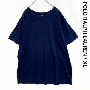 ポロラルフローレン　刺繍ロゴ　クルーネック　ポニー　半袖Tシャツ　XLサイズ　ネイビー　POLO RALPH LAUREN