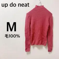 長袖ニット ハイネック【up do neat】ウール100% ピンク系 M