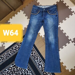 Camel Road【W64】ポケット刺繍スパンコールデザインブーツカットデニム