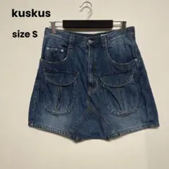 kuskus デニム ショートパンツ サルエル 変形 コットン ブルー S