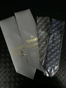 E20★VivienneWestwood ヴィヴィアンウエストウッド オーブ柄 ネクタイ ブルー系 グレー系 2本セット 