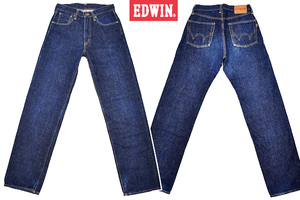 K-4491★美品★EDWIN エドウイン 505X 5505★ヴィンテージ復刻 日本製 濃紺インディゴデニム 赤耳 セルビッチ ストレートジーンズ W-29