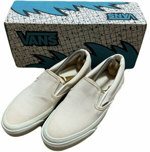 USA製 デッドストック 元箱付き 6 1/2 ビンテージ VANS バンズ SLIP-ON WHITE キャンバス スリップオン / 靴 スニーカー 90s 80s 70s