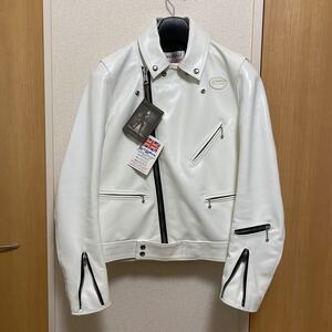 1円〜未使用LewisLeathers441Tサイクロンタイトフィット白40ルイスレザー ダブルライダースジャケット レザージャケット