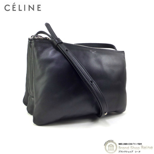 セリーヌ （CELINE） トリオ パデッド ショルダー 斜め掛け クラッチ バッグ 旧ロゴ ブラック（中古）