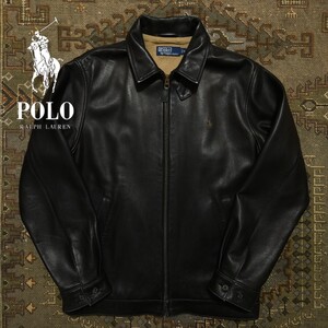 【名作品】 Polo Ralph Lauren Lambskin Leather Jacket 【M】 ラムスキン レザー ジャケット 黒 ブラック 羊革 RRL ライダース 極美品