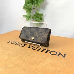 1円 LOUIS VUITTON ルイヴィトン キーケース ダミエ エベヌ ミュルティクレ4 シリアル TH0099