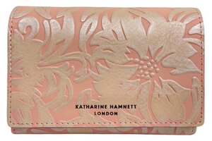 未使用 キャサリンハムネット 財布 折り財布 型押し 花柄 ナデシコ レザー ピンク　KATHARINE HAMNETT　【中古】