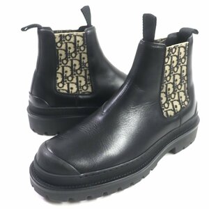 美品▼DIOR ディオール オム 定価176000円 DIOR EXPLORER オブリーク レザー サイドゴア チェルシー ブーツ ブラック 39 袋付 イタリア製