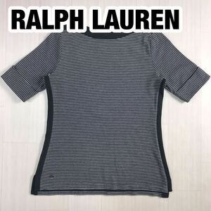 LAUREN RALPH LAUREN ローレン ラルフローレン 半袖カットソー ボーダー ブラック×ホワイト 半袖Tシャツ 刺繍ロゴ