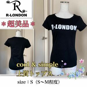 ★着用浅【超美品】シンプルcool★滑らか上質《R-LONDON／アールロンドン》トップス　黒・S〜M程度　フィットネス　ダンスウェア　Tシャツ