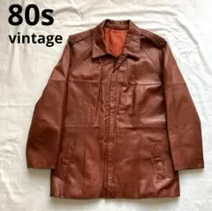 80s vintage レザーコート ジップアップ