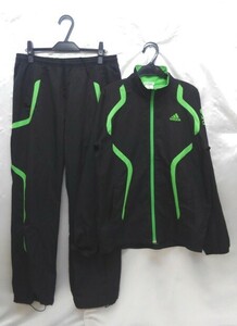 r2_3801r 上下セット adidas アディダス クライマクール ジャージ ブラック×グリーン M/Lサイズ