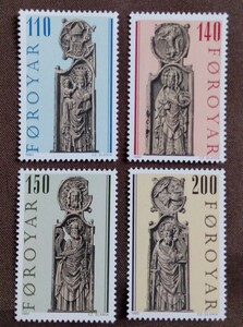 フェロー諸島　1980 教会の装飾　4完 宗教　キリスト教　ヨハネ　聖ヤコブ　トーマス　ユダ　未使用糊あり　デンマーク自治領