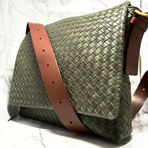 【希少色☆美品】ボッテガヴェネタ BOTTEGA VENETA メッセンジャーバッグ イントレチャート 本革レザー ショルダーバッグ ビジネス メンズ