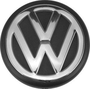 エンブレム 丸 80mm VW Volkswagen フォルクスワーゲン ブラック 黒 ロゴ クローム メッキ フード ホイールキャップ 同梱送料210円 VW空冷