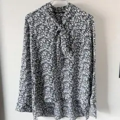 ZARA BASIC ザラベーシック 花柄 ブラウス 長袖 きれいめ リボン M