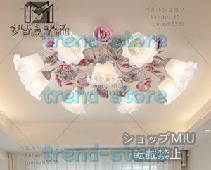 美品登場☆高品質 可愛いアンティーク調・薔薇シャンデリア 天井照明器具 花柄 ローズステンド☆