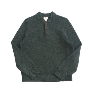 TH5115□エルエルビーン/L.L.Bean*メンズ*XL-REG*285359*長袖ヘンリーネックセーター/ウールニットプルオーバー*杢グリーン系