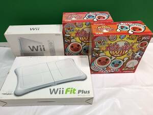 S.Y ニンテンドーWii まとめ売り 4点【Wii本体/Wii Fit plus/タタコン×2】任天堂 ソフト有り 